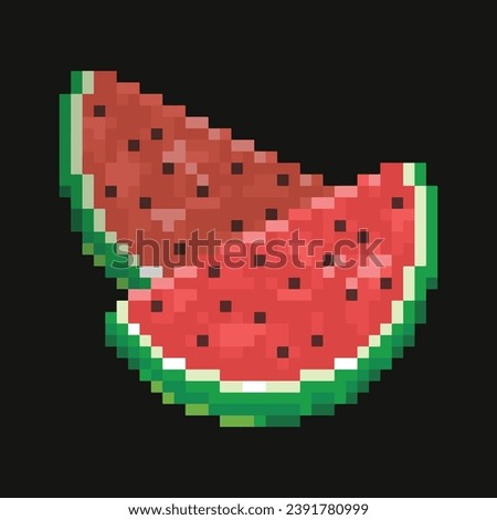 Editable pixel vector of Watermelon, good for clip art, sticker, icon, logo, etc