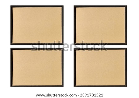 Brown picture frames of various sizes and styles  on a white background