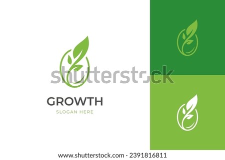 growing leaf logo icon design, seed with plant graphic element, symbol, sign for green Earth Day, nature globe and greening earth logo template