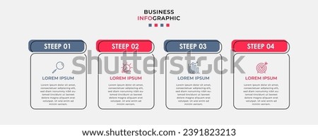 Minimal Business Infographics template. Timeline with 4 steps, options and marketing icons .square design or diagram