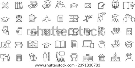 Vector Line Icon Set for Education, Learning, and School-related Icons Royalty-Free Stock Photo #2391830783