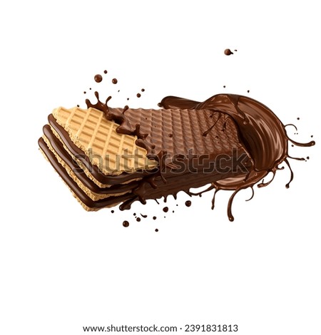 Wafer With Chocolate Splashes isolated on white Background Royalty-Free Stock Photo #2391831813