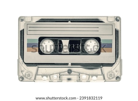 used vintage audio tape cassette isolated, a symbol of 80s, 90s period Royalty-Free Stock Photo #2391832119