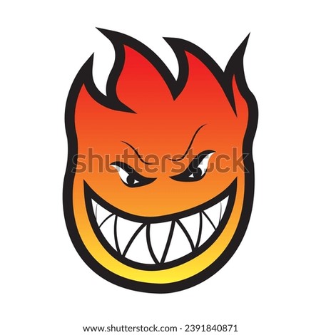 Evil laughing face. Scary smiling cartoon head. Vector illustration for tshirt, website, print, clip art, poster and print on demand merchandise.