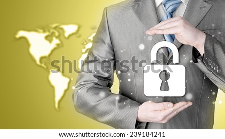lock security businessman protect concept
