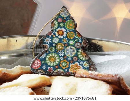 Christmas decoration combination with santa, cookies, garlands and Christmas paraphernalia