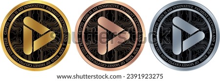 playdapp-pla virtual currency logo. vector illustrations. 3d illustrations. Royalty-Free Stock Photo #2391923275