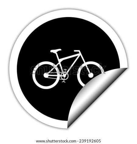 bicycle - black  vector icon. Round sticker.