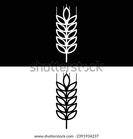 Wheat Icon Vector, Black and White Version Design Template