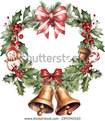 Vector watercolor illustration christmas bells isolated	
