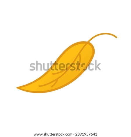 Isolated Birch Leaf orange. Vector illustration in doodle style. Leaf theme of autumn, botany, nature, ecology and planet plants. Hand drawn Design for natural and organic designs, icon, web elements.