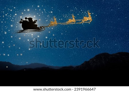 Christmas star shines at night over the mountains of Bethlehem