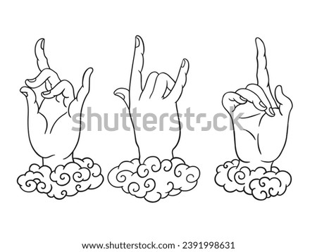 Black and white vector illustration of  hand gesture.