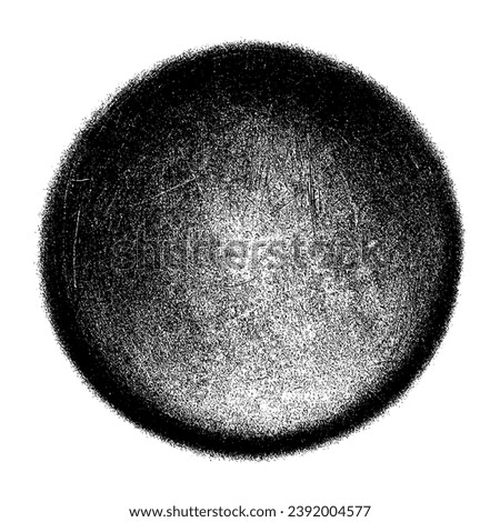 Abstract brush strokes. Black stamp texture round shape isolated on white background. Grainy textured design elements. Vector illustration, eps 10.
