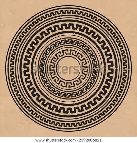 Ancient Greek Key Pattern For Social Media Background and Geometric Mandala Art. Royalty-Free Stock Photo #2392006821