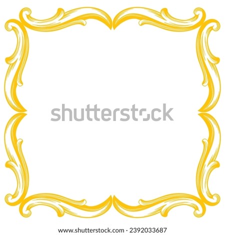 Gold Border or frame decorative filigree calligraphy element in baroque style vintage and retro