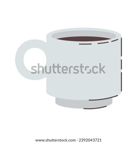 Element of morning routine set. The lively morning routine atmosphere is highlighting by steaming cup of coffee that promises to kickstart your day with warmth and energy. Vector illustration.