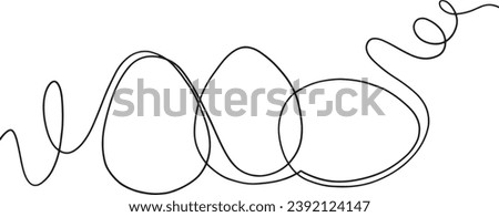 Handmade lineart doodle illustration of three eggs.Vector clipart continuous line concept for Easter or farm design isolated on white background for web banner,poster,sticker,card,label,print,etc