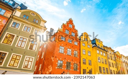 Colorful houses on Stortorget square in Gamla Stan historic district of Stockholm, Sweden travel photo. Beautiful Swedish architecture. Royalty-Free Stock Photo #2392147063