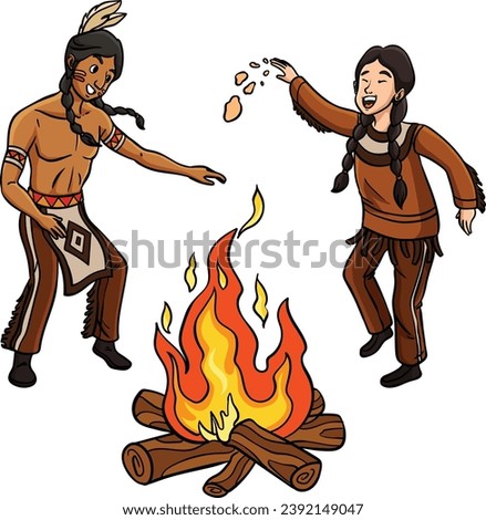 Native American Indian Fire Dancing Clipart