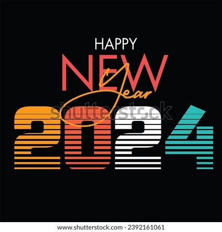 Happy new year 2024 design. With colorful truncated number illustrations. Premium vector design for poster, banner, greeting and new year 2024