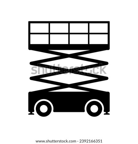 Scissor lift icon. Black silhouette. Side view. Vector simple flat graphic illustration. Isolated object on a white background. Isolate. Royalty-Free Stock Photo #2392166351