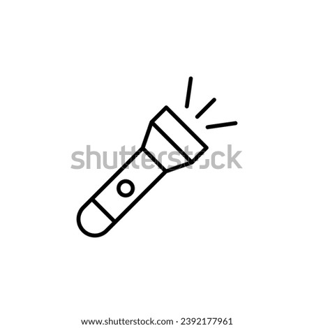 Flashlight Vector Line Icon. Suitable for books, stores, shops. Editable stroke in minimalistic outline style. Symbol for design 