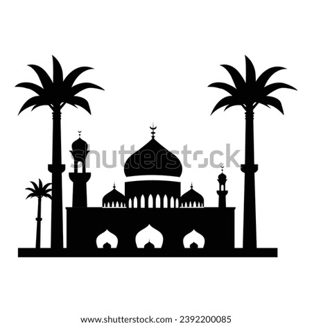 Black Silhouette Masque design with tow Palm tree masque vector design islamic art