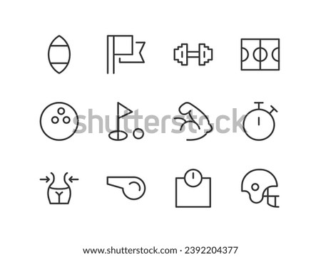 sport line icon set with editable stroke. Outline collection of vector objects. Premium icon pack