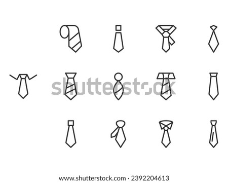 Line stroke set of tie icons. Premium symbols for your design. Editable vector objects isolated on a white background Royalty-Free Stock Photo #2392204613