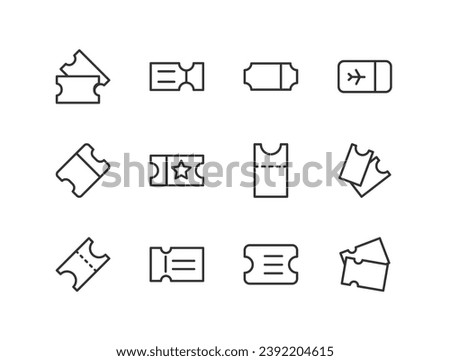 ticket premium line icons. Pack of outline objects for web and UIUX design. Icon collection