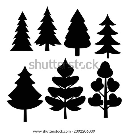 Fir christmas tree, Black christmas tree 
different type tree silhouette vector silhouette design
