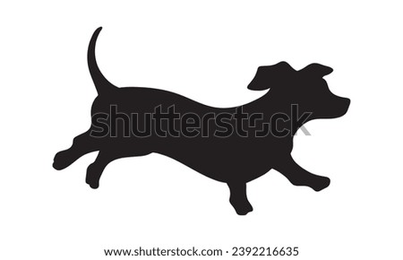 Dog silhouette. Vector silhouette of dog on white background. black silhouette dog isolated on white background. vector illustration. cutout dog. pet hand drawn design.