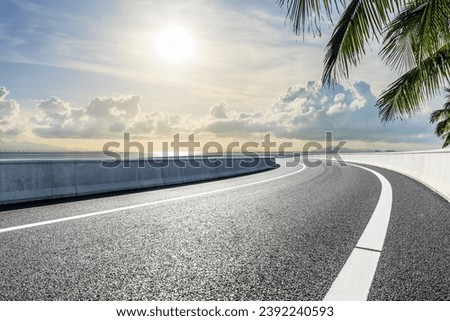 Highway road and coastline nature landscape in the morning Royalty-Free Stock Photo #2392240593