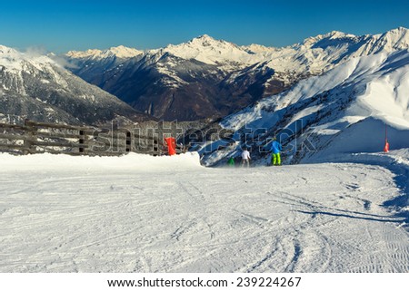 Winter landscape and wonderful mountains,La Toussuire,France,Europe Royalty-Free Stock Photo #239224267
