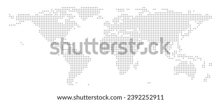 Grey dotted world map. Vector Illustration.