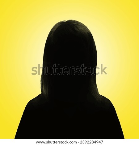 Silhouette of a girl. Girl's avatar. Girl posing on a yellow background Royalty-Free Stock Photo #2392284947