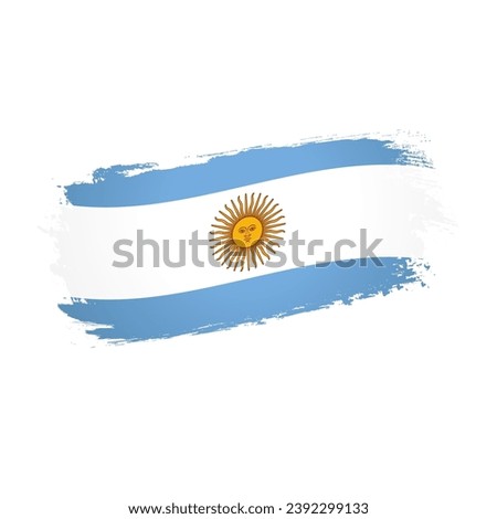 Argentinean flag within brushing strokes clipping mask. Creative flag of Argentina. Travel business symbol. Sports sign concept. Hand drawn style. State holidays celebration. Political news decoration