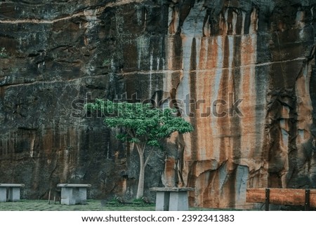 Breksi Cliff, Yogyakarta: A masterpiece of time, where limestone intricacies meet artistic sculptures. Nature's canvas in perfect harmony. #BreksiCliff #Yogyakarta #NatureArt Royalty-Free Stock Photo #2392341383