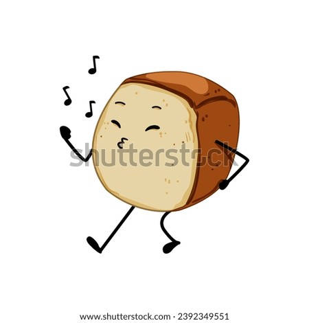cute bread character cartoon. wheat comic, menu cookie, tasty chef cute bread character sign. isolated symbol vector illustration