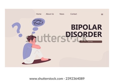 Landing page bipolar disorder. Man Psychology concept