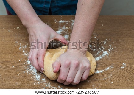 Woman kneading, baking cookies, pizza or bread