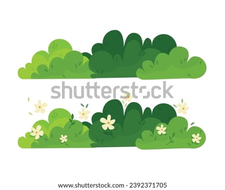 Set of bush on white background. Green bush blossom. Green grass set, collection. Vector illustration Royalty-Free Stock Photo #2392371705