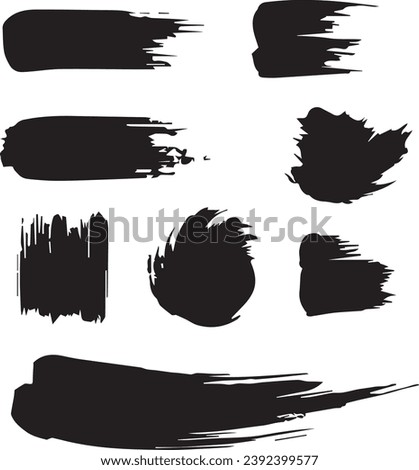 Black splatter paint brush stroke set 