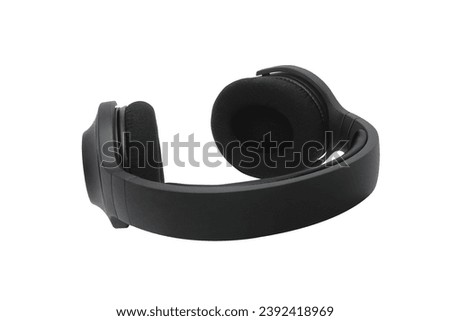 black headphones audio isolated on white background