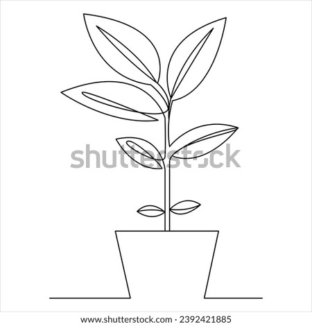 Tree continuous single line art of drawing and tree style  vector illustration