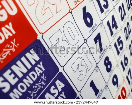 Close up of calendar Paper