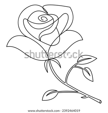 Continuous rose flower one line hand draw sketch and outline vector illustration of minimalist