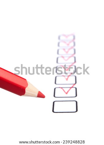 Checklist with pencil
