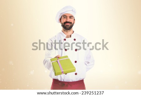 Chef giving a present